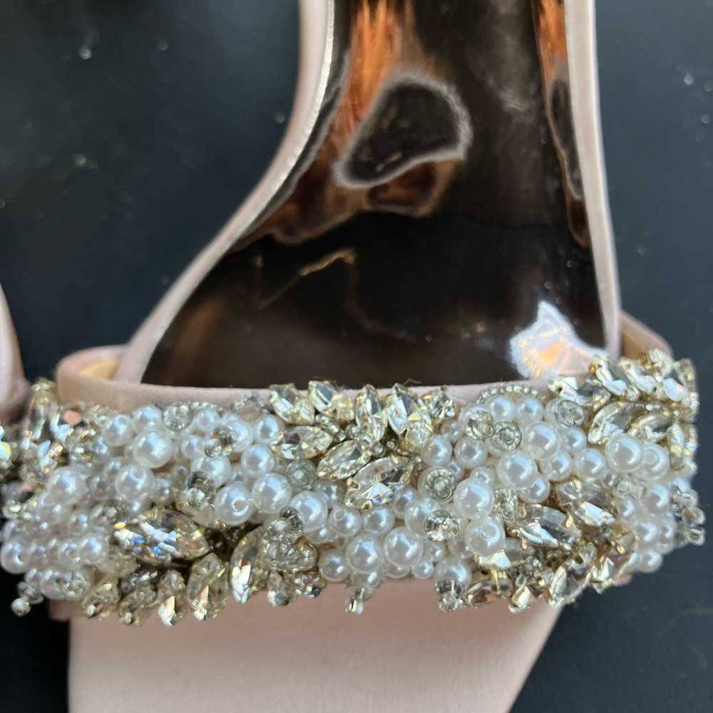 Badgley Mischka Women's Elegant Blush pink Embellished Heels - Cream - Picture 5 of 8